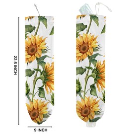 Sunflower Plastic Bag Holder for Kitchen Essentials, Wall Mount Grocery Bag Holder for Plastic Bags, Sunflower Reusable Shopping Bags Storage Dispenser for Home Kitchen Pantry, 22.5x9 Inch