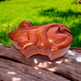 Jewelry Box Handcrafted Suar Wood Frog-Shaped puzzle Box