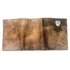 Custom Morgan Dollar Heads Tan Premium Shield Tri-fold Leather Wallet