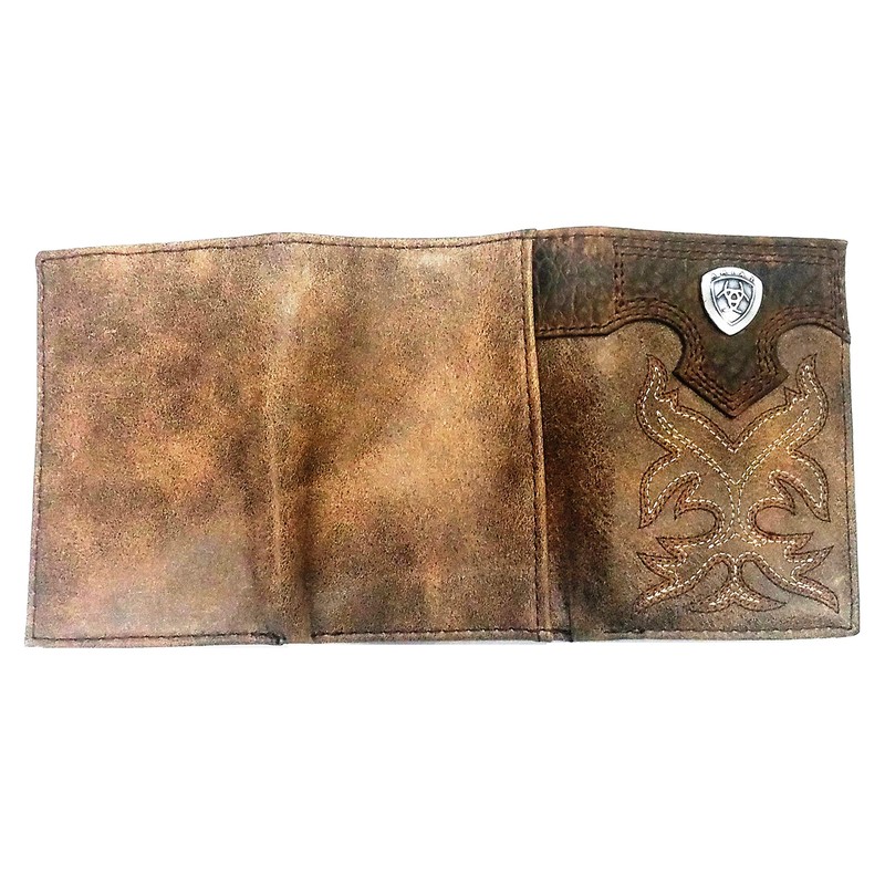Custom Morgan Dollar Heads Tan Premium Shield Tri-fold Leather Wallet