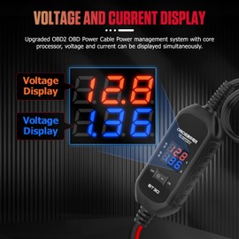 OBD2 Car Memory Saver Cable, with 3A Fuse & 2 Alligator Clips OBD II Vehicle ECU Emergency Power Supply Cable, Over-Current, Over-Voltage, Polarity Reverse Protection