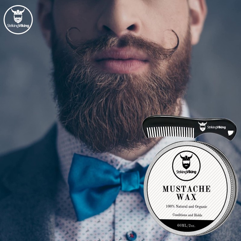Striking Viking Mustache Wax and Comb Kit - Beard and