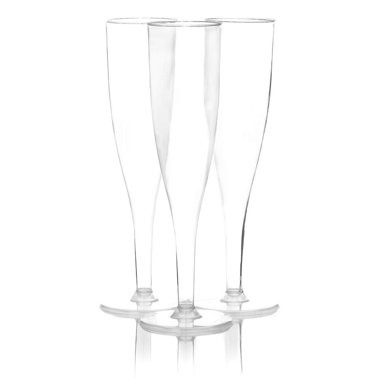 Party Essentials One Piece 5 oz. Plastic Champagne Flutes, Clear
