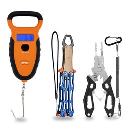 UEDGER Fishing Pliers Digital Fish Scale with Lip Gripper, Saltwater Line Cutter Hook Remover Floating Hanging Fish Weigher 50LB Capacity, Fishing Gear Tools Kit Fishing Gift for Men