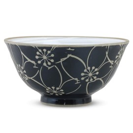 Ctoc Japan 793427 Rice Bowl, Black, Φ4.7 x 2.4 inches (12 x 6.2 cm), Rice Bowl, Hasamiyaki, Kohiki Kuramaki Sakura