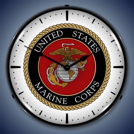 United States Marine Corps LED Wall Clock, Retro/Vintage, Lighted, 14 inch