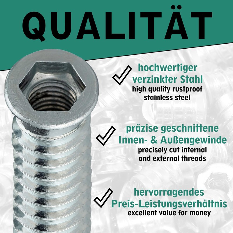 Composite sleeve with hexagon socket and wide collar made of