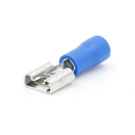 Baomain Female Quick disconnects Vinyl Insulated Spade Wire Connector Electrical Crimp Terminal 16-14 AWG 6.3mm Blue Pack of 100