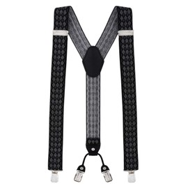 DonDon® Men's braces, wide, 4 clips, with Y-shaped leather, elastic and adjustable in length, in various designs -