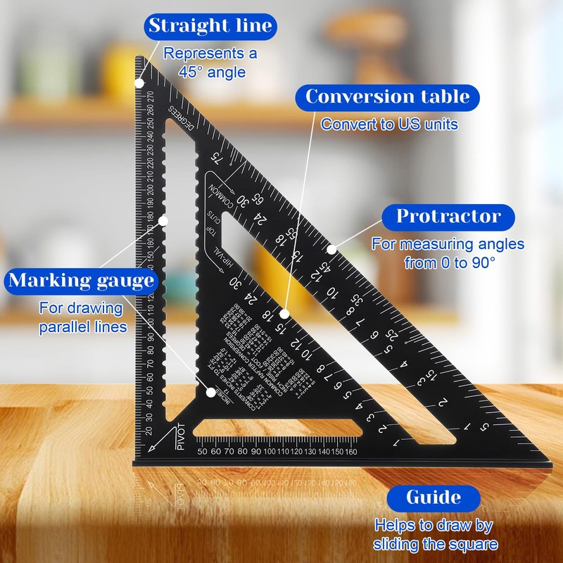 2-Piece Framing Square 12 Inch and Combination Square Set, Aluminum