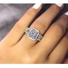 925 Sterling Silver Shiny Full Diamond Ring Square Cut 3Ct