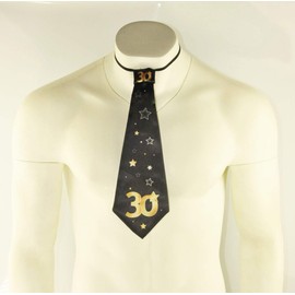 Happium Happy Birthday Black Gold Tie - Party By Age (30th)