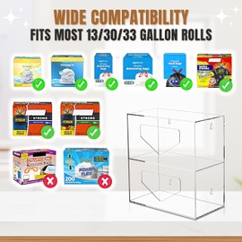 Trash Bag Dispenser Roll Holder Under Sink & Wall Mount - 2 in 1 Clear Acrylic Garbage Bag Holder Organizer for Cabinet Kitchen – Storage Box Holder for Garbage, Grocery & Plastic Bags