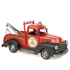 Moritz Tin Decorative Car Tow Vehicle Red Black Tin Decoration Metal Model Car Retro Collectible Vintage Decoration Nostalgia Antique Style