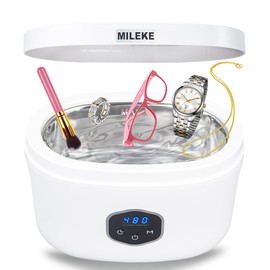 Ultrasonic Jewelry Cleaner, Ultrasonic Eyeglasses Cleaner, Ultrasonic Cosmetic Brush Cleaner with Degas Function, 20oz/600ml 30w / 40KHz