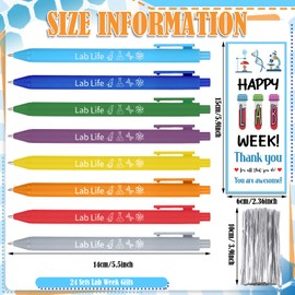 Gersoniel 24 Sets Lab Week Gifts Laboratory Pens Bulk Lab Tech Gifts with Thank You Cards Zip Ties Cute Funny Black Ink Ballpoint for Laboratory Workers Medical Assistant Nursing Staff Supplies