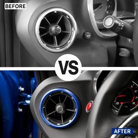 JWWY for Camaro Air Conditioning Vent Air Vent Ventilation Outlet Protection Ring Cover Trim for 2017-2025+ Chevy Camaro Interior Accessories Aluminum Alloy Blue