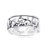 Materia Women's Band Ring Elephant Herd with Baby 925 Sterling