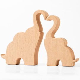 InnoLemon Wooden Elephant Figurine Decor - Elephant Gifts for Women, A Gift to Celebrate Anniversary, Wedding for Partner or Couple