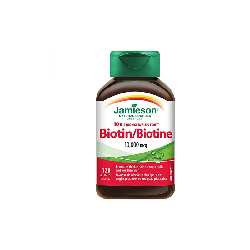 Jamieson 10 x Stronger Biotin 10,000mcg, 120 softgels