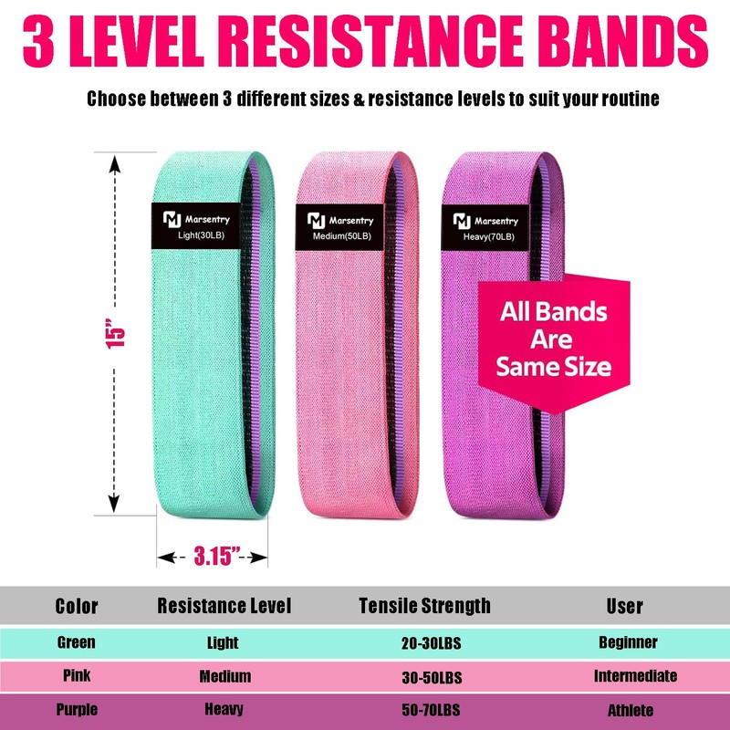 Resistance Bands, Exercise Workout Bands for Women and Men, 3