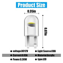 JOYCOURT 30Pack 194 Car LED Light Bulbs, 0.36W 12V T10 6000K Interior Lights, 168 2825 W5W Wedge COB LED Replacement Bulbs, Universal Dashboard Light, Dome Light, Sign Light, License Plate Light