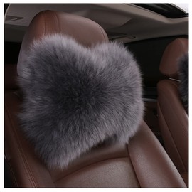 EGBANG Car Seat Neck Rest Pillow Warm Winter Wool Headrest Head Support Car Decor Accessories (Grey)