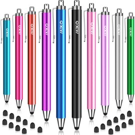 Personal Computer Stylus Pens for Touchscreens,MEKO 10 Pack Thin Rubber Tip Stylus Replaceable Tip Feature Bundle W/ 20 Pcs Replacement Tips for iPad iPhone Tablets Smartphone&All Touch Screen Devices(10 Stylus+20Tips)