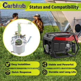 Carbhub Carburetor Fit for Champion Power Equipment 80cc 1200 1500 Watt 2.4HP Gas Engine with Fule Tank Switch Replace C40005, C40048, C42013, C42412, C42412-1, CSA42412