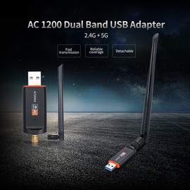Dual Band USB Adapter 1300M 2.4G+5G USB3.0 External Wireless Network Card WiFi Receiver