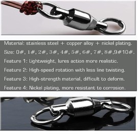 9Tong Ball Bearing Swivels Connector High Strength Stainless Steel Solid Welded Rings Barrel Swivels Saltwater Freshwater Fishing Black 25pcs 110lbs