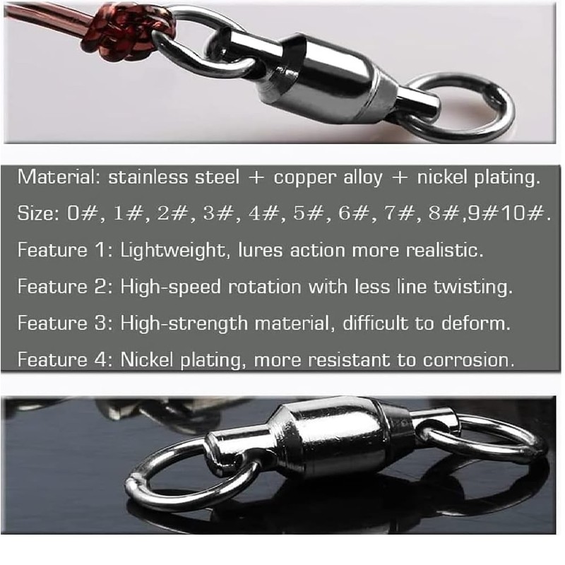 9Tong Ball Bearing Swivels Connector High Strength Stainless Steel Solid