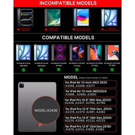 typecase typecase Keyboard Case for iPad Air 13(M3 2025 / M2 2024) and iPad Pro 12.9 (6th, 5th, 4th, 3rd Gen),Magic Keyboard for iPad Pro 12.9,Keyboard Case with Multi-Touch Trackpad, 11 Colors Backlight,Black