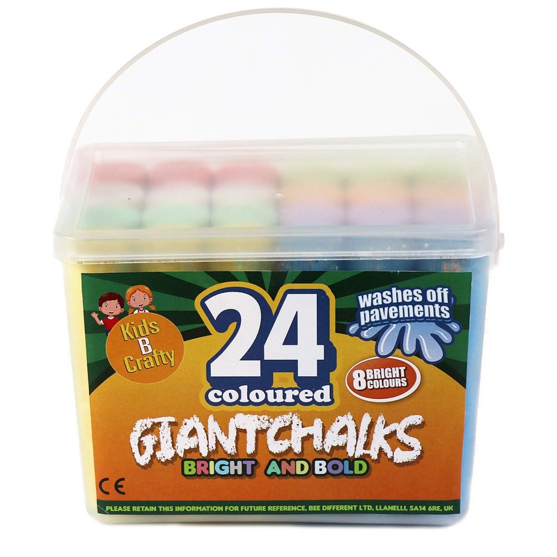 24 Coloured Chunky Chalks , Giant, Pavement, Washable, Fun for
