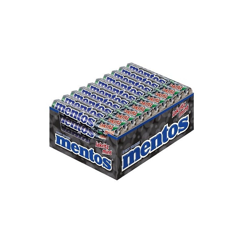 Mentos Licorice Mint Chewy Dragees 1.32-Ounce Rolls (Pack of 40)