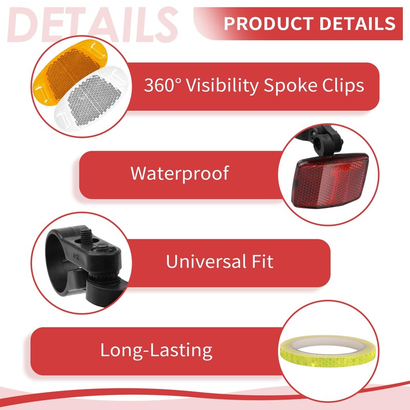 GOWTX Bicycle Reflectors Spoke Reflectors Set, Bicycle Reflectors Front Rear
