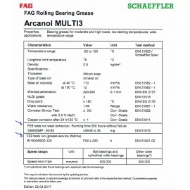 FAG -22°F  FAG MULTI3 1 KG -Arcanol Grease (-30°C.+120°C/ -22°F.+248°F) NLGI 3