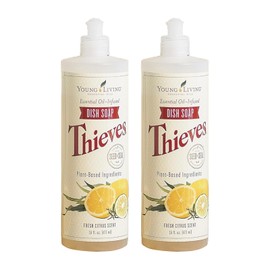 Young Living Thieves Dish Soap | 16 oz | Plant Based Dishwashing Liquid | Formulated with Lemon, Premium Essential Oils, and Water | Gentle on Hands | Ideal for Cleaning Dishes | 2 Pack