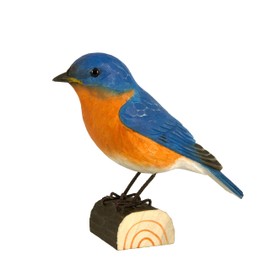 WILDLIFEGARDEN Wildlife Garden WG664 DecoBird Robin Bluebird - Hand Carved Decorative Wooden Bird - North American Birds