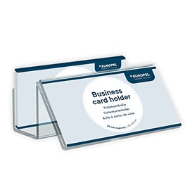EUROPEL 350091-Visitenkartenhalter mit Raum für EINE Visitenkarte im Ganzformat, Querformat, Transparent, Acryl, für Visitenkarten im Format 55 x 95 mm