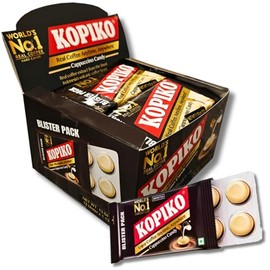 Kopiko Cappuccino Candy Blister Pack Bulk Box - World's No. 1 Real Coffee Hard Candy - Real Coffee Anytime, Anywhere (Pack of 12, 1.13oz each)