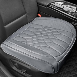 1-Pack Leather Front Car Seat Covers - Bottom Car Seat Covers Fully Wrapped, Non-Slip and Waterproof, Fits Most Vehicles Gray