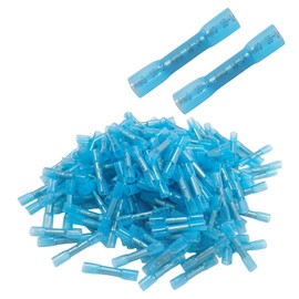 Dyfilmo Heat Shrink Butt Connectors,200Pcs 16-14 AWG Blue Waterproof Electrical Wire Connectors Automotive Marine Grade Wire Crimp Terminals Butt Splices for Cable,Boat,Home Electrical etc.