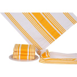 Urban Villa DinnerNapkins Trendy Stripes Cloth Napkins Set of 12 Yellow/White Color Dinner Napkins 20x20 Inches 100% Cotton Dinner Napkins Over Sized Cloth Napkins with Mitered Corners DinnerNapkins