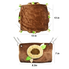 Small Animal Hammock, Hamster Hanging Bunkbed Hammock & Tunnel Warm Bed House Cage Nest Cage Hanging Tunnel and Hammock for Sugar Glider Squirrel Hamster Parrot Mice Chinchilla Flying Squirrel Rat