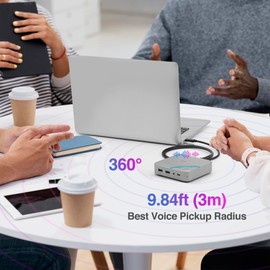 AVLT USB C Speakerphone Hub 360° Omnidirectional Sound Conference Microphone PD 85W Charging, 5Gbps Data Speed, External 4K HDMI Display Support, Portable and Space Saving for Meetings