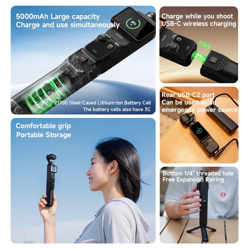 LKTOP Pocket 3 Battery Handle+Tripods Combo for DJI Osmo Pocket