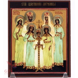Wooden Icon of Tsar Romanov family Икона Царская Семья Романовы 5.1" x 6.2"