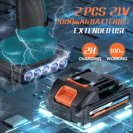 Cordless Car Buffer Polisher w/ 2x2000mAh 21V Batteries, 6 Inch Car buffer Waxer Kit, Car Polishing Machine w/Extra 18 PCS Attachments & 6 Variable Speed, Car Buffer Polisher for Car Detailing (Blue)