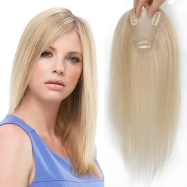 Aimeolyn Extensiones de cabello para mujeres, extensiones de cabello humano real sin flequillo, piezas de cabello de 14 pulgadas para cabello fino, pelucas con base de encaje mejorada, cabello Remy